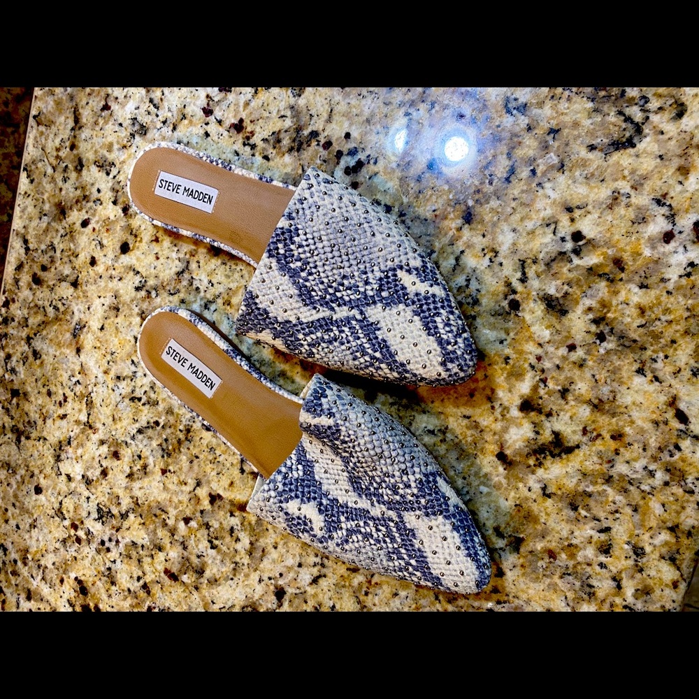 Steve Madden flat mules.